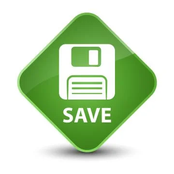 Save (floppy disk icon) elegant soft green diamond button Stock Illustration