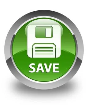 Save (floppy disk icon) glossy soft green round button Stock Illustration