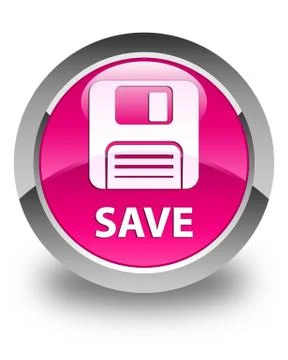 Save (floppy disk icon) glossy pink round button Stock Illustration