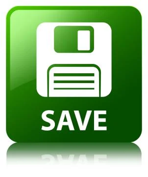 Save (floppy disk icon) green square button Stock Illustration
