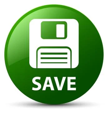 Save (floppy disk icon) green round button Illustrazione stock