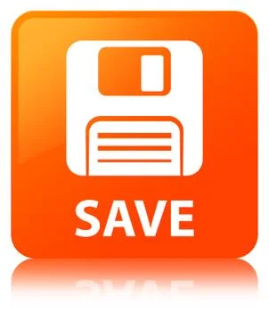 Save (floppy disk icon) orange square button Stock Illustration