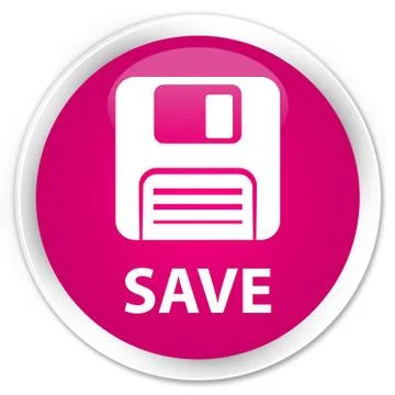 Save (floppy disk icon) premium pink round button Stock Illustration