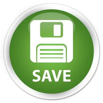 Save (floppy disk icon) premium soft green round button Stock Illustration