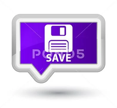 Save (floppy disk icon) prime purple banner button Stock Illustration