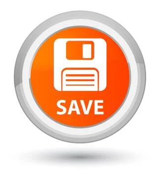 Save (floppy disk icon) prime orange round button Illustrazione stock
