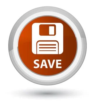 Save (floppy disk icon) prime brown round button Illustrazione stock