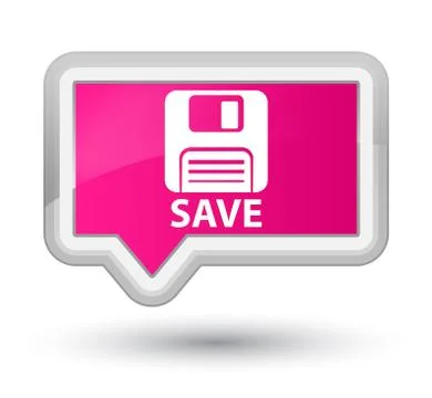 Save (floppy disk icon) prime pink banner button Stock Illustration