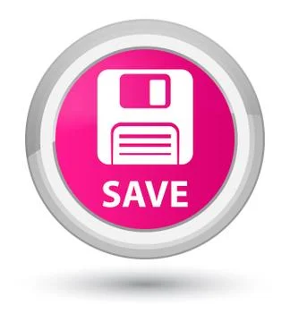 Save (floppy disk icon) prime pink round button Stock Illustration