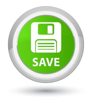 Save (floppy disk icon) prime soft green round button Stock Illustration
