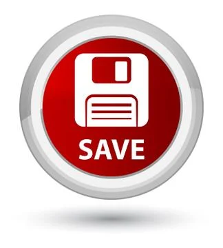 Save (floppy disk icon) prime red round button Stock Illustration