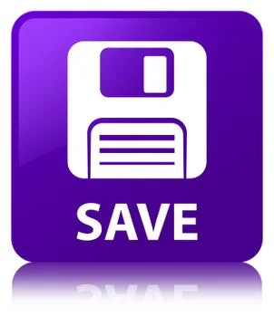 Save (floppy disk icon) purple square button Stock Illustration