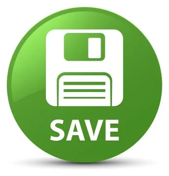 Save (floppy disk icon) soft green round button Stock Illustration