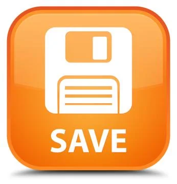 Save (floppy disk icon) special orange square button Stock Illustration