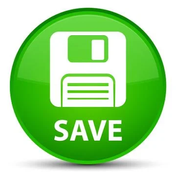 Save (floppy disk icon) special green round button Stock Illustration