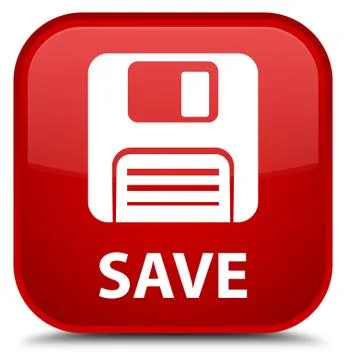 Save (floppy disk icon) special red square button Illustrazione stock