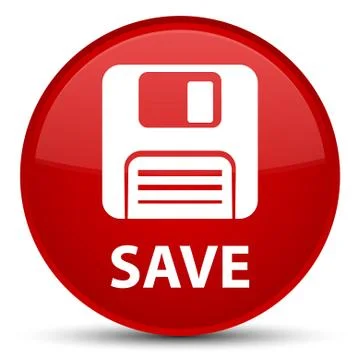 Save (floppy disk icon) special red round button Stock Illustration