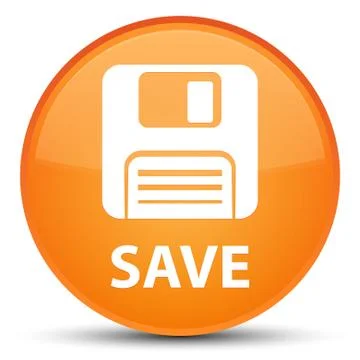 Save (floppy disk icon) special orange round button Stock Illustration