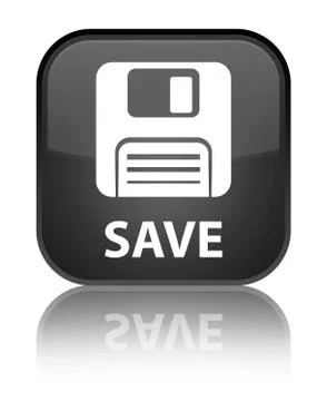 Save (floppy disk icon) special black square button Stock Illustration
