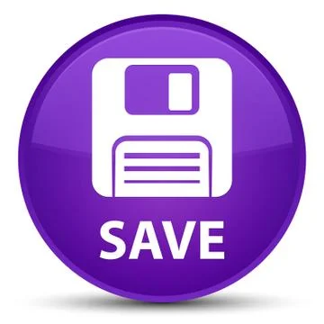 Save (floppy disk icon) special purple round button Stock Illustration