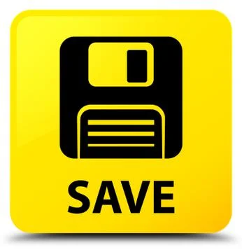 Save (floppy disk icon) yellow square button Illustrazione stock
