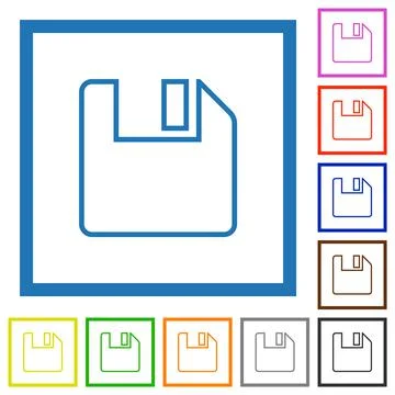 Save to floppy outline flat framed icons 스톡 일러스트