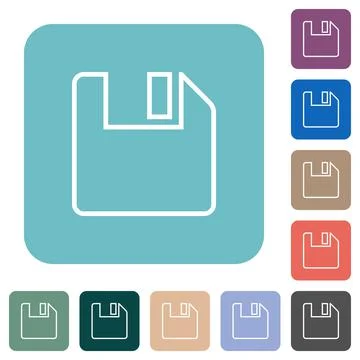 Save to floppy outline rounded square flat icons Illustrazione stock
