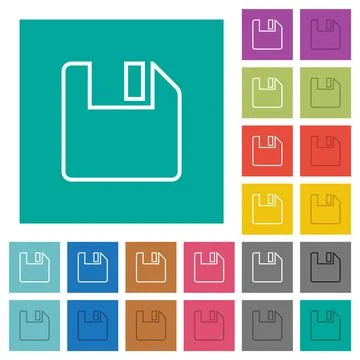Save to floppy outline square flat multi colored icons Illustrazione stock