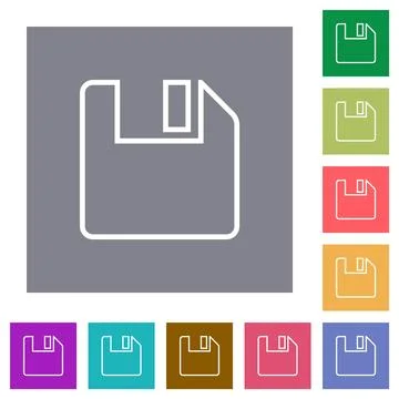 Save to floppy outline square flat icons 스톡 일러스트