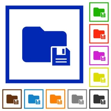Save folder framed flat icons 스톡 일러스트