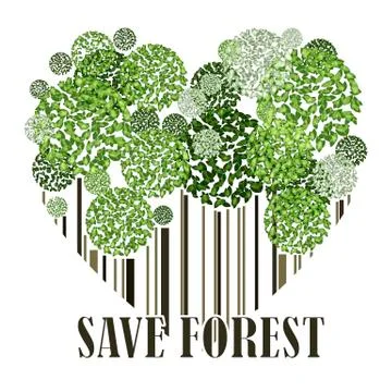 Save forest ecology green postcard Stock Illustration