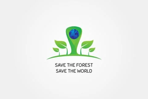 Save the forest, save the world. environment community logo Ilustración de archivo