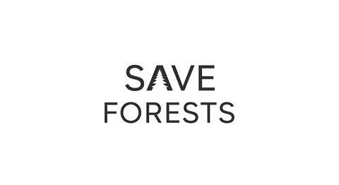 Save forests minimalist logo design with silhouette of pine tree integrated.. Stock Illustration