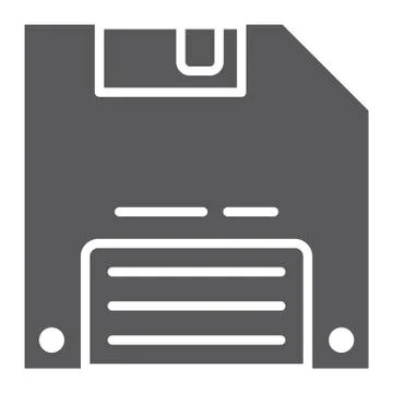 Save game glyph icon, data and disk, diskette sign, vector graphics, a solid Illustrazione stock