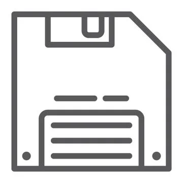 Save game line icon, data and disk, diskette sign, vector graphics, a linear Stock Illustration