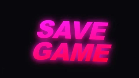 Save Game Text Neon Glow Effect Animation on Black Background Stock Footage 336617658