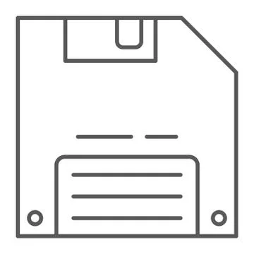 Save game thin line icon, data and disk, diskette sign, vector graphics, a Stock Illustration
