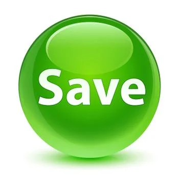 Save glassy green round button Illustrazione stock