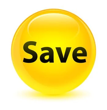 Save glassy yellow round button Stock Illustration