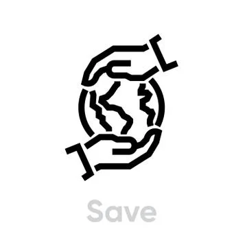 Save the globe planet. Editable line vector. Simple isolated single sign. Stock Illustration