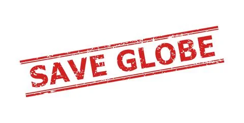 SAVE GLOBE Seal with Unclean Surface and Double Parallel Lines Stock Illustration