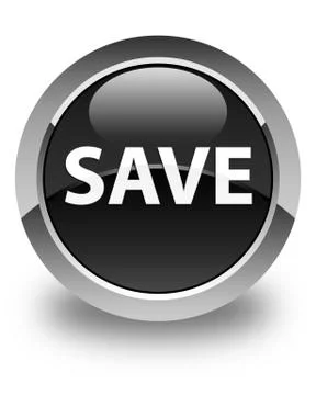 Save glossy black round button Stock Illustration