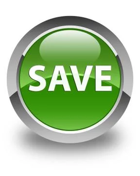 Save glossy soft green round button Stock Illustration