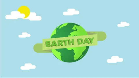 Save green globe planet earth day banner. Cartoon style animation 4k. Internatio Stock Footage 151297973