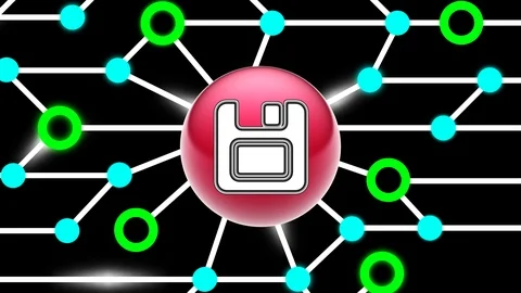 Save icon on circuit board. Looping footage. Illustration. Stock Footage 123458201