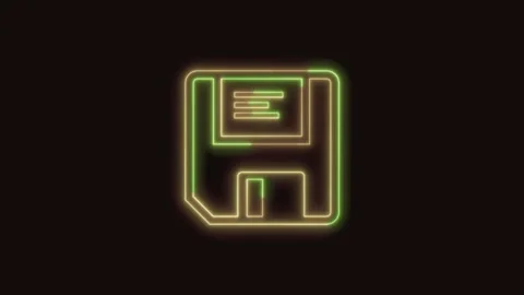 Save Icon Neon Seamless Loop 4K (Black Background) Stock Footage 310360237