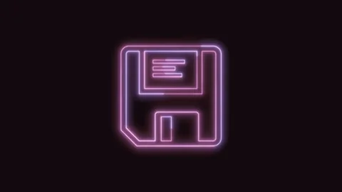 Save Icon Neon Seamless Loop with Black Background 4K Stock Footage 311303237