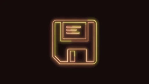 Save Icon Neon Seamless Loop with Black Background 4K Stock Footage 311431827