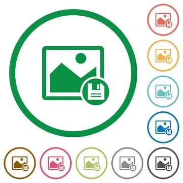 Save image changes flat icons with outlines イラスト素材