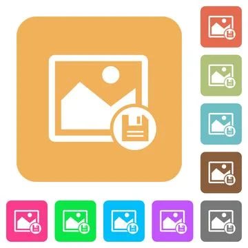 Save image rounded square flat icons Stockillustratie